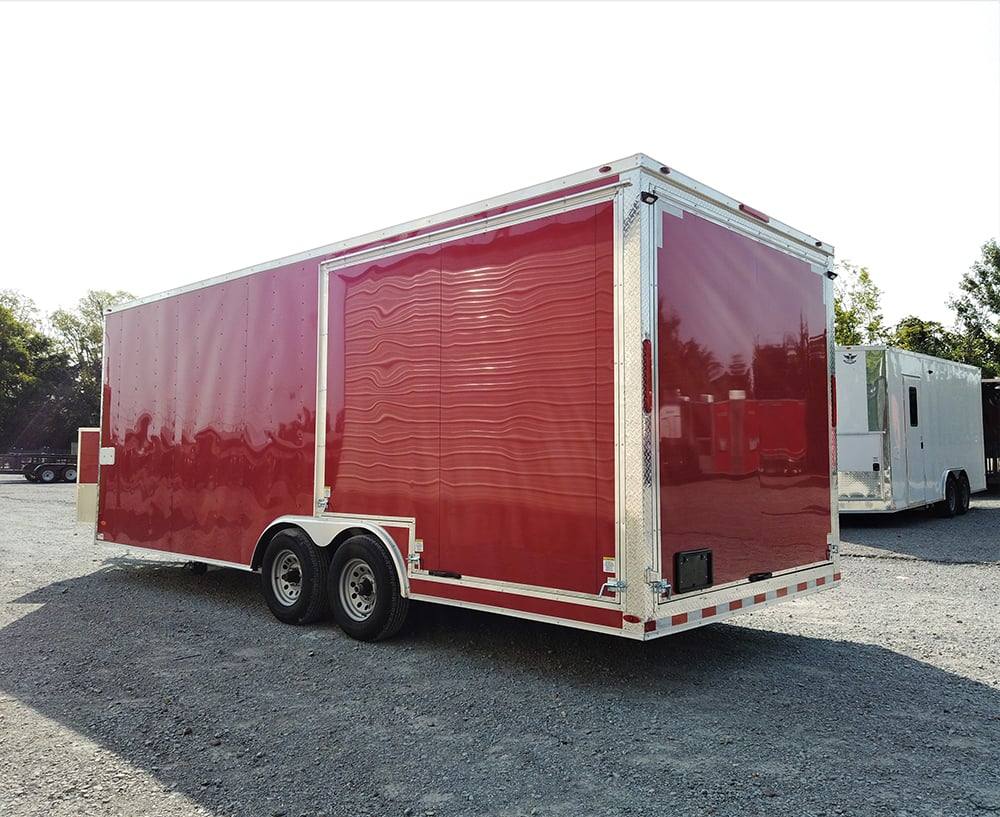 8.5' x 22' Red Porch Style Concession Food Trailer