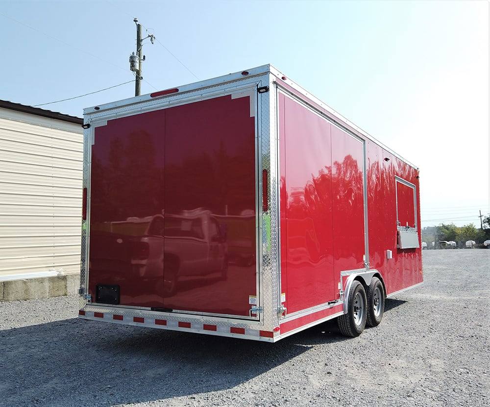 8.5' x 22' Red Porch Style Concession Food Trailer