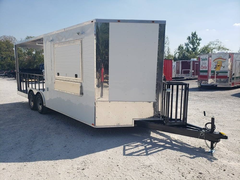 604-8.5-x-22-white-bbq-porch-concession-food-trailer-4.jpg 8.5' x 22' White BBQ Porch Concession Food Trailer
