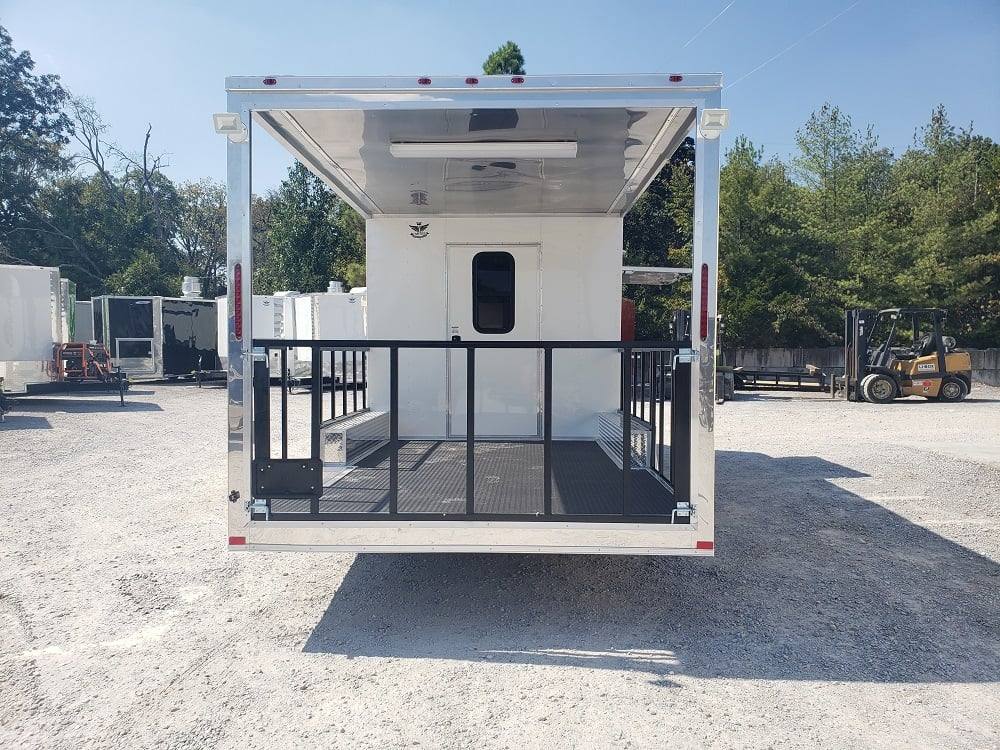 604-8.5-x-22-white-bbq-porch-concession-food-trailer-7.jpg 8.5' x 22' White BBQ Porch Concession Food Trailer