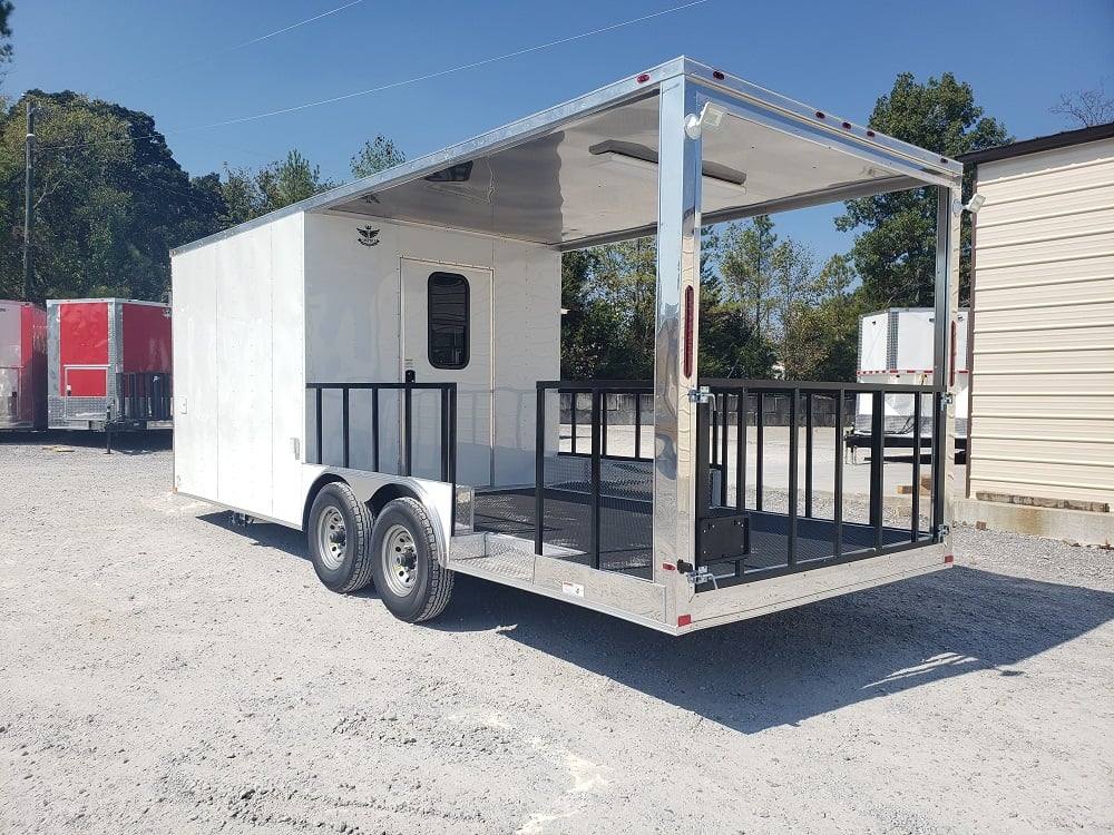 604-8.5-x-22-white-bbq-porch-concession-food-trailer-9.jpg 8.5' x 22' White BBQ Porch Concession Food Trailer