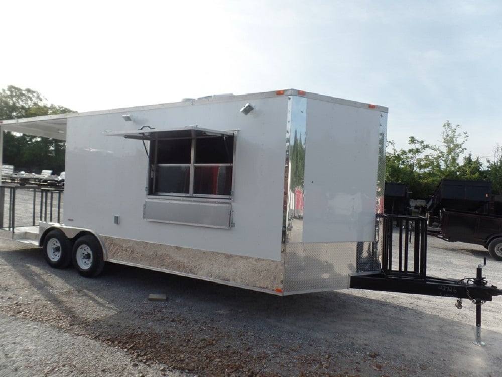 607-8.5-x-22-white-concession-food-trailer-bbq-event-catering-8.jpg 8.5' x 22' White Concession Food Trailer BBQ Event Catering