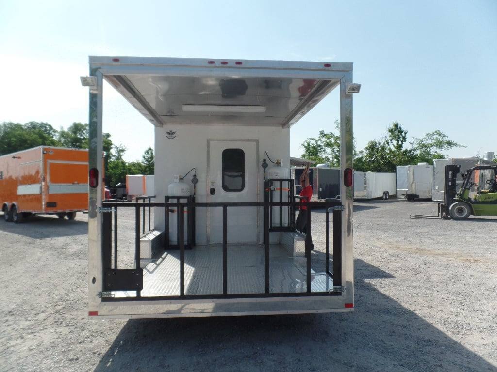 608-8.5-x-22-white-concession-porch-style-bbq-trailer-with-appliances-3.jpg 8.5' x 22' White Concession Porch Style BBQ Trailer With Appliances