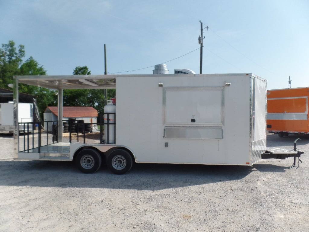 608-8.5-x-22-white-concession-porch-style-bbq-trailer-with-appliances-6.jpg 8.5' x 22' White Concession Porch Style BBQ Trailer With Appliances
