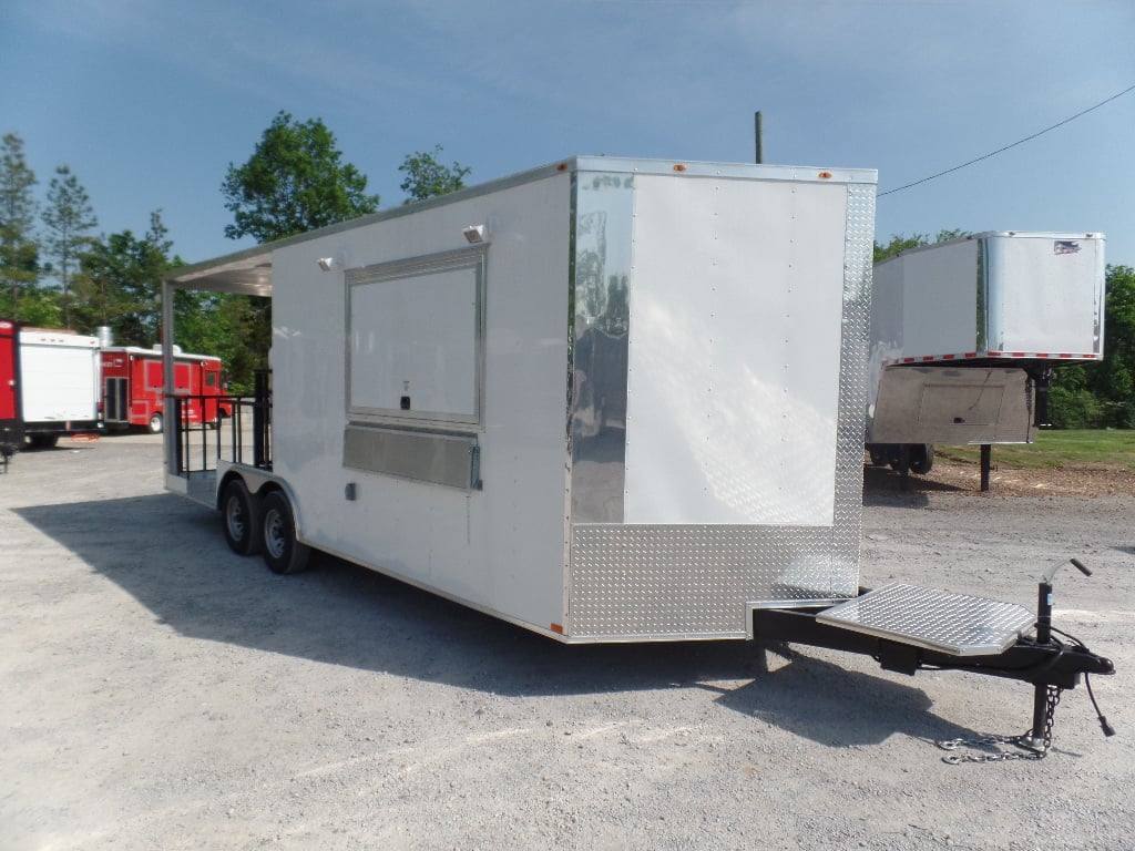 608-8.5-x-22-white-concession-porch-style-bbq-trailer-with-appliances-8.jpg 8.5' x 22' White Concession Porch Style BBQ Trailer With Appliances