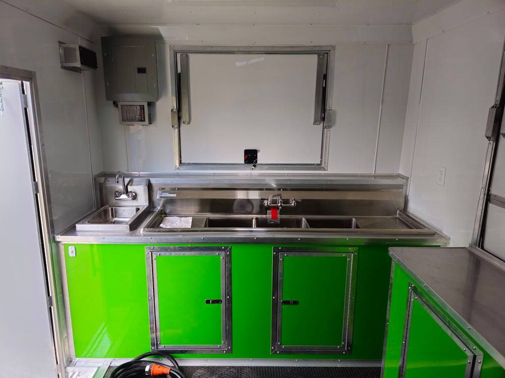 8.5' X 14' Lime Green and Yellow Concession Lemonade Beverage Trailer