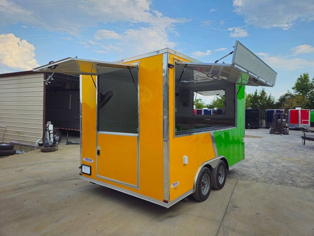 8.5' X 14' Lime Green and Yellow Concession Lemonade Beverage Trailer