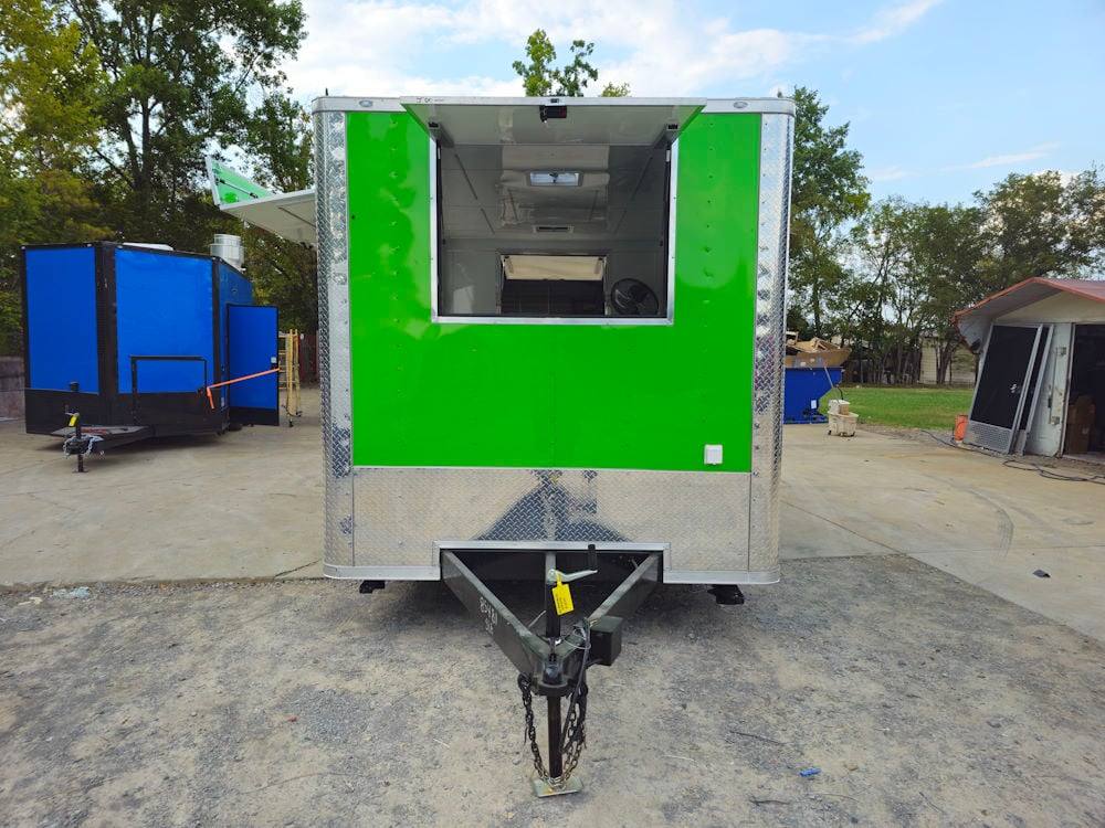 8.5' X 14' Lime Green and Yellow Concession Lemonade Beverage Trailer
