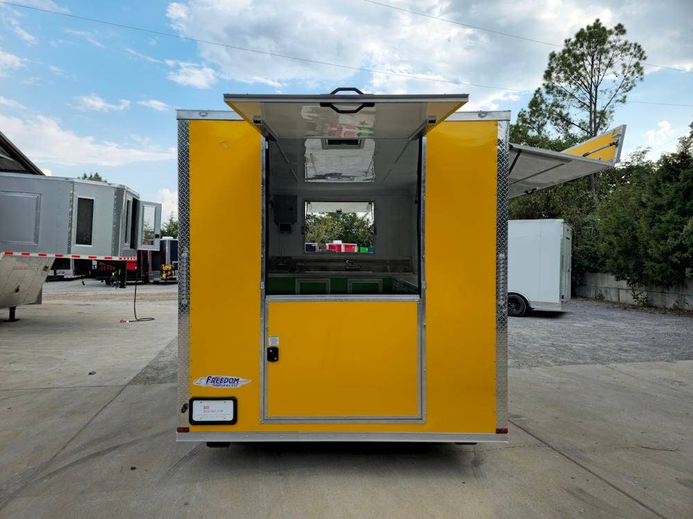 8.5' X 14' Lime Green and Yellow Concession Lemonade Beverage Trailer