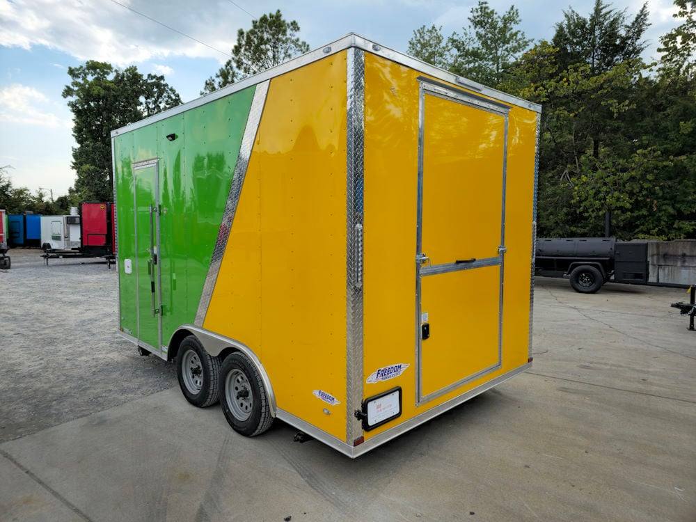 8.5' X 14' Lime Green and Yellow Concession Lemonade Beverage Trailer