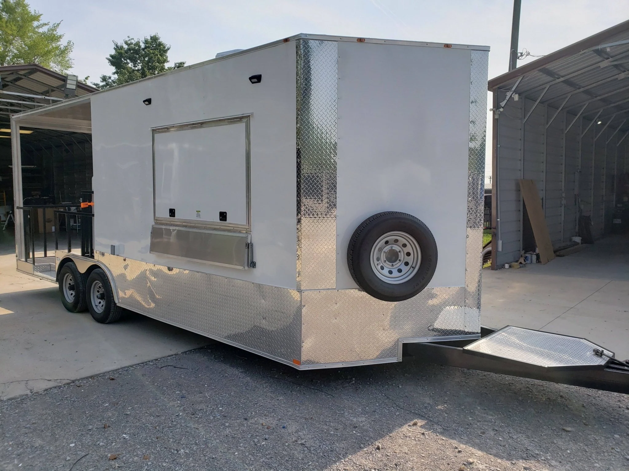 612-8.5-x-22-white-porch-style-food-vending-concession-trailer-with-appliances-2.webp 8.5' x 22' White Porch Style Food Vending Concession Trailer with Appliances