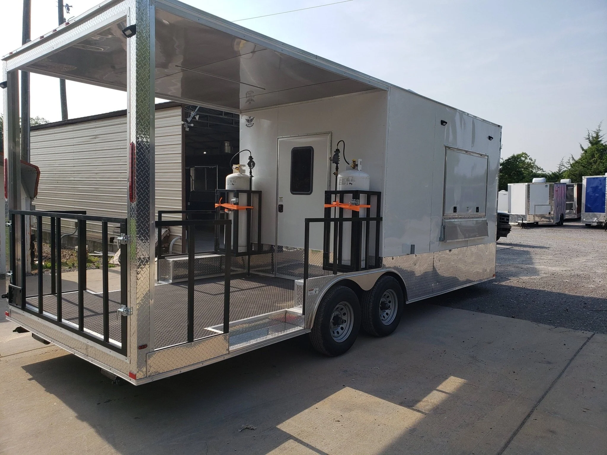 612-8.5-x-22-white-porch-style-food-vending-concession-trailer-with-appliances-3.webp 8.5' x 22' White Porch Style Food Vending Concession Trailer with Appliances