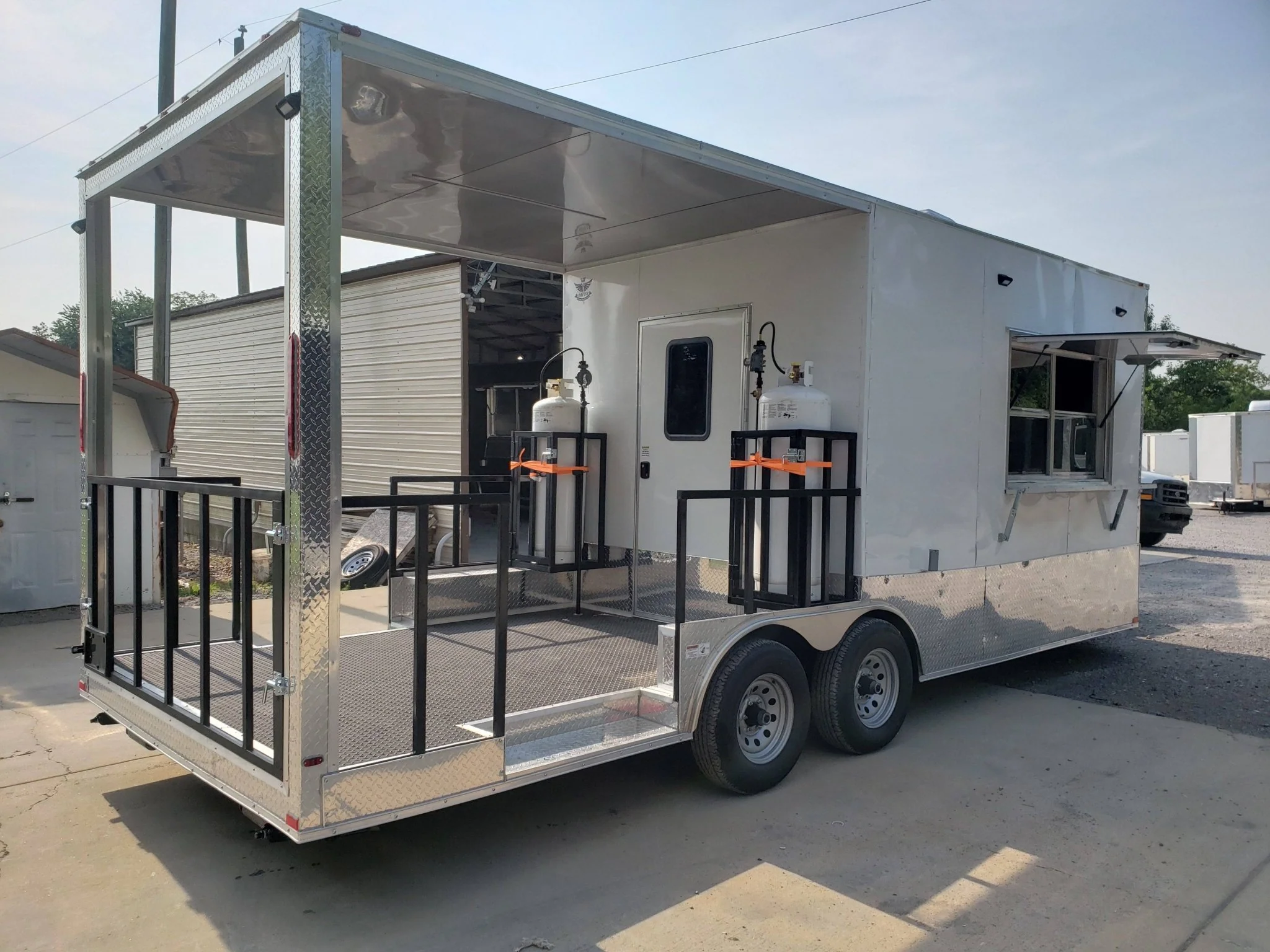 612-8.5-x-22-white-porch-style-food-vending-concession-trailer-with-appliances-5.webp 8.5' x 22' White Porch Style Food Vending Concession Trailer with Appliances