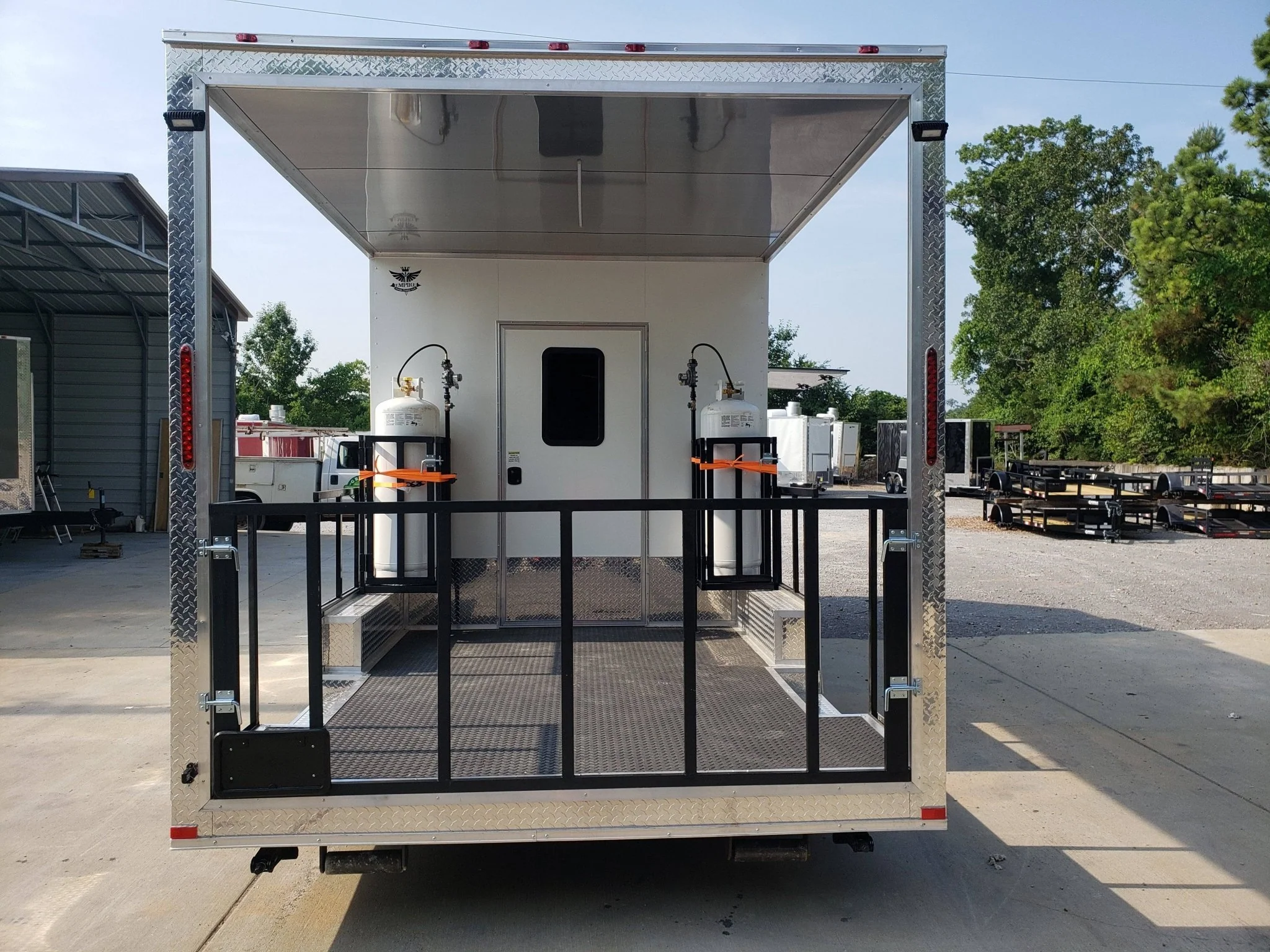 612-8.5-x-22-white-porch-style-food-vending-concession-trailer-with-appliances-6.webp 8.5' x 22' White Porch Style Food Vending Concession Trailer with Appliances