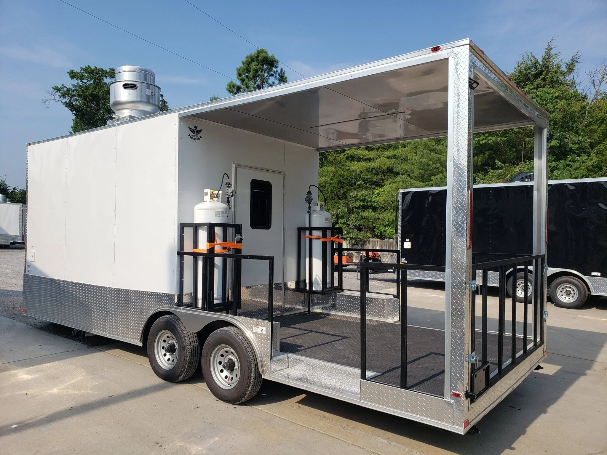 612-8.5-x-22-white-porch-style-food-vending-concession-trailer-with-appliances-7.webp 8.5' x 22' White Porch Style Food Vending Concession Trailer with Appliances