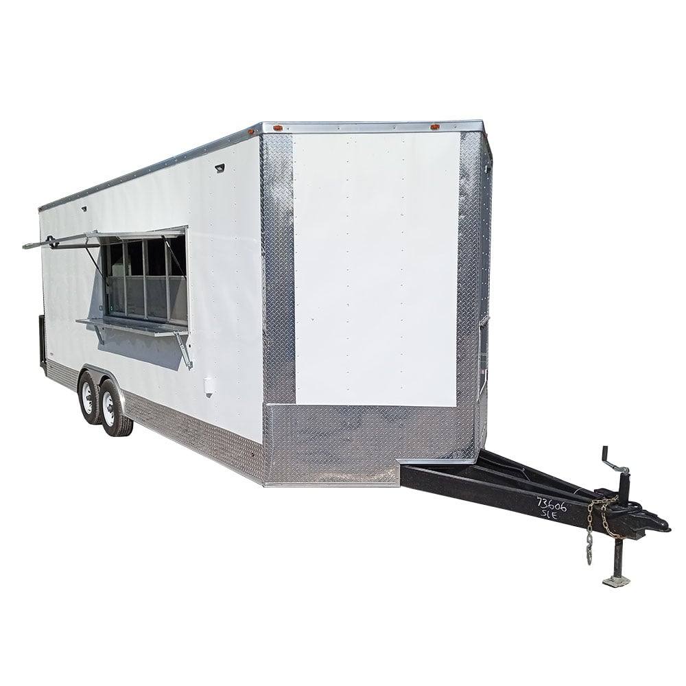 613-8.5-x-22-white-v-nose-event-concession-trailer-with-appliances-1.jpg 8.5' x 22' White V-Nose Event Concession Trailer with Appliances