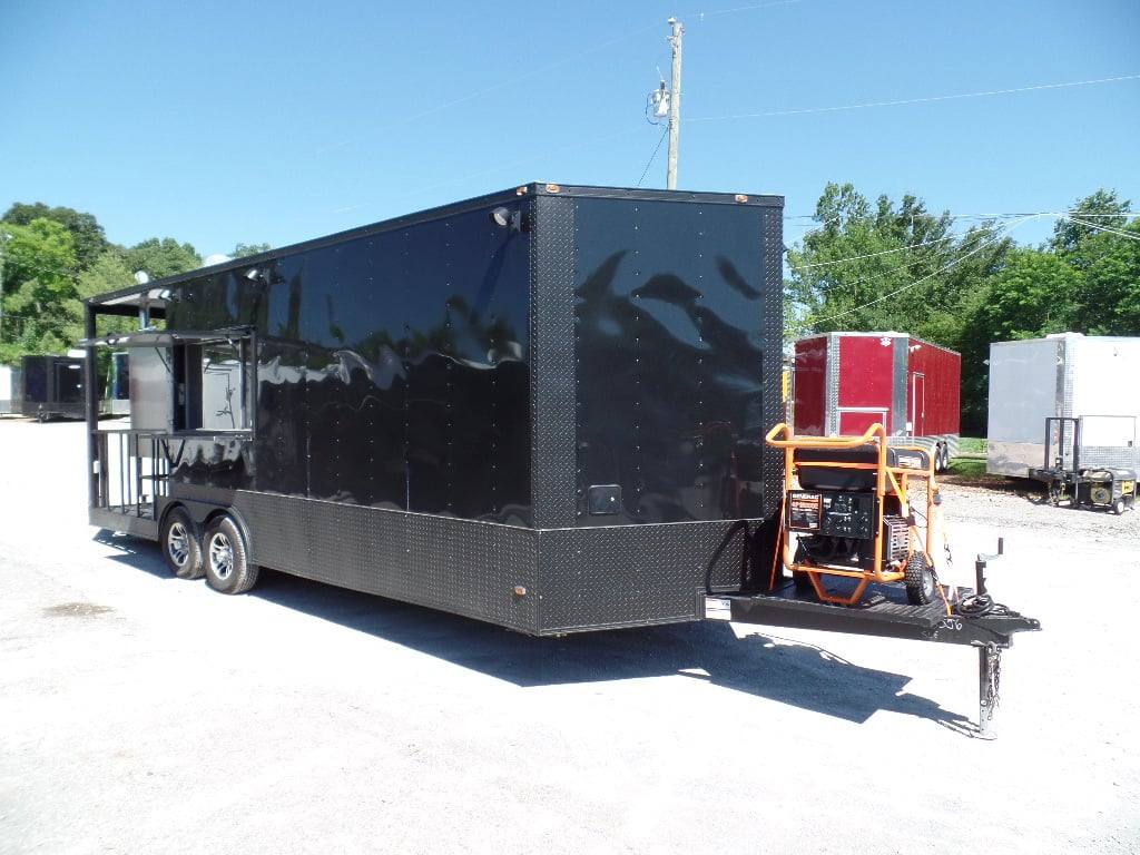 8.5' x 23' Concession Black BBQ Food Trailer With Appliances