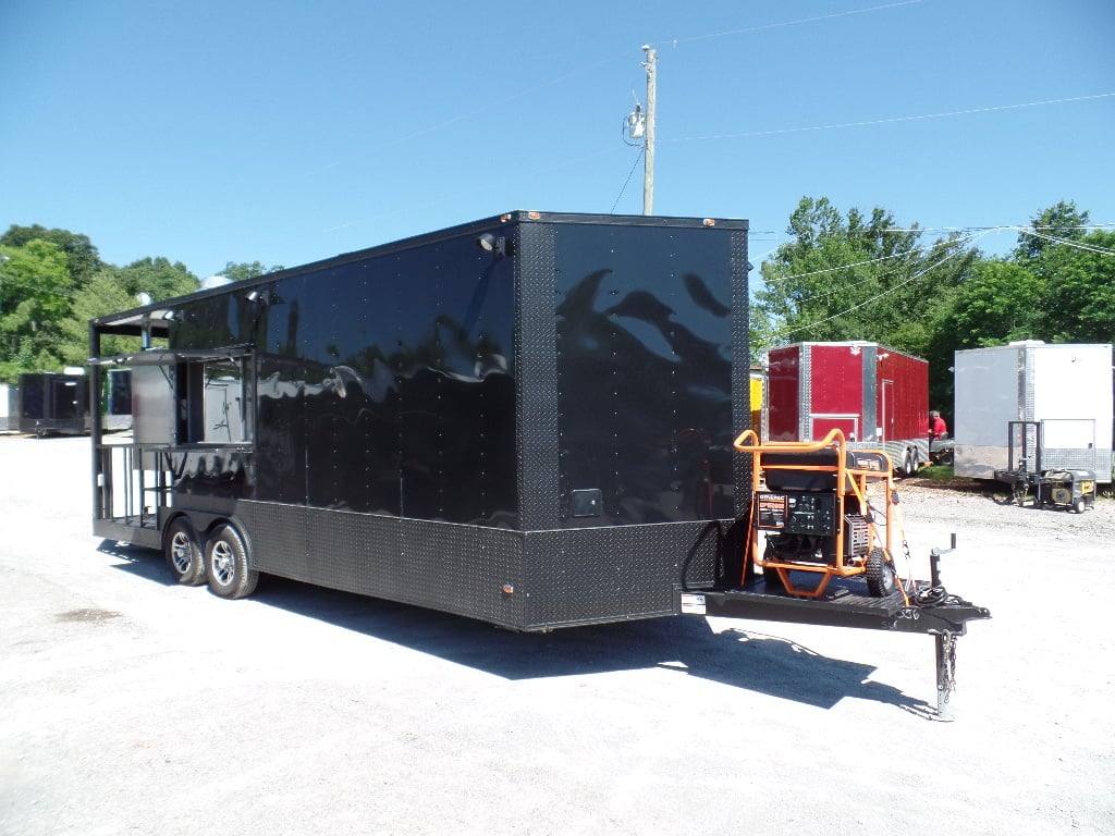 8.5' x 23' Concession Black BBQ Food Trailer With Appliances