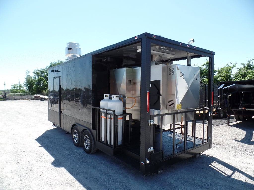8.5' x 23' Concession Black BBQ Food Trailer With Appliances