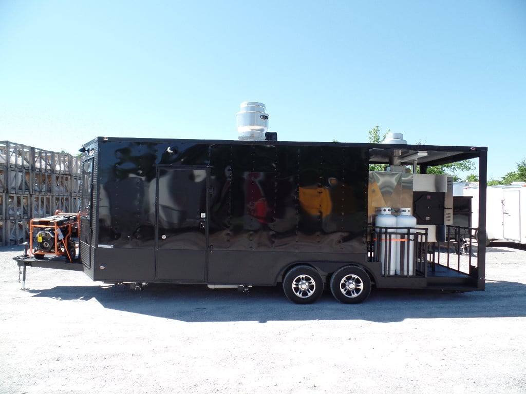 8.5' x 23' Concession Black BBQ Food Trailer With Appliances
