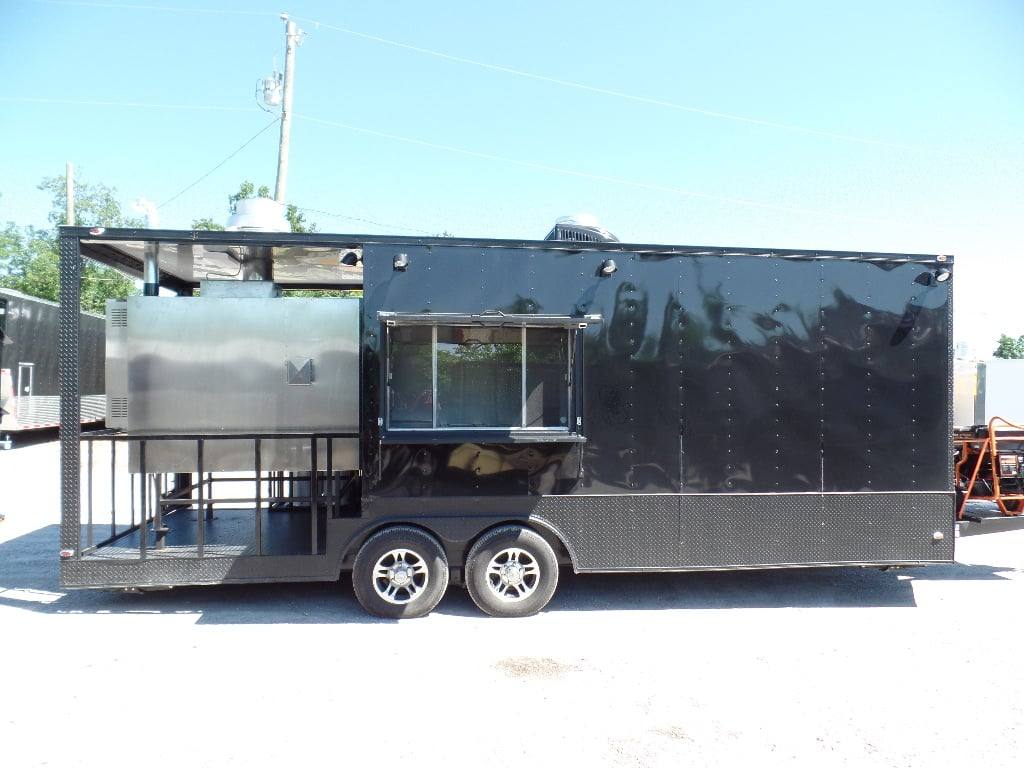 8.5' x 23' Concession Black BBQ Food Trailer With Appliances
