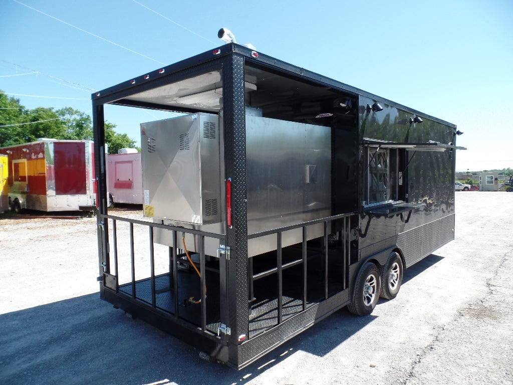 8.5' x 23' Concession Black BBQ Food Trailer With Appliances
