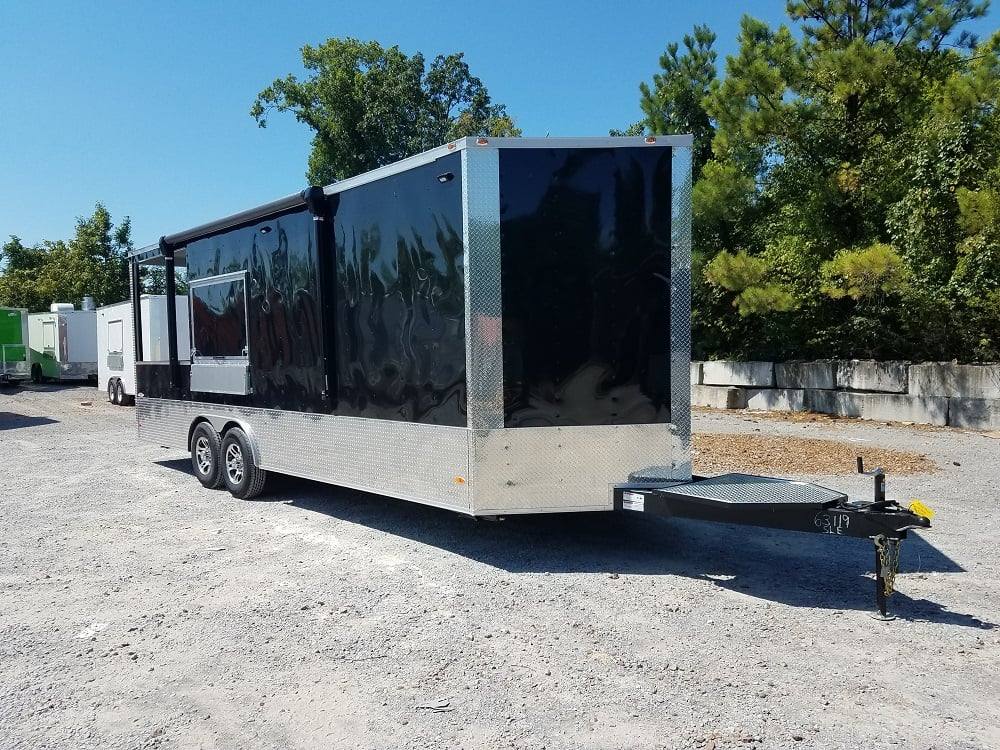 8.5' x 24' BBQ Porch Black Concession Food Trailer