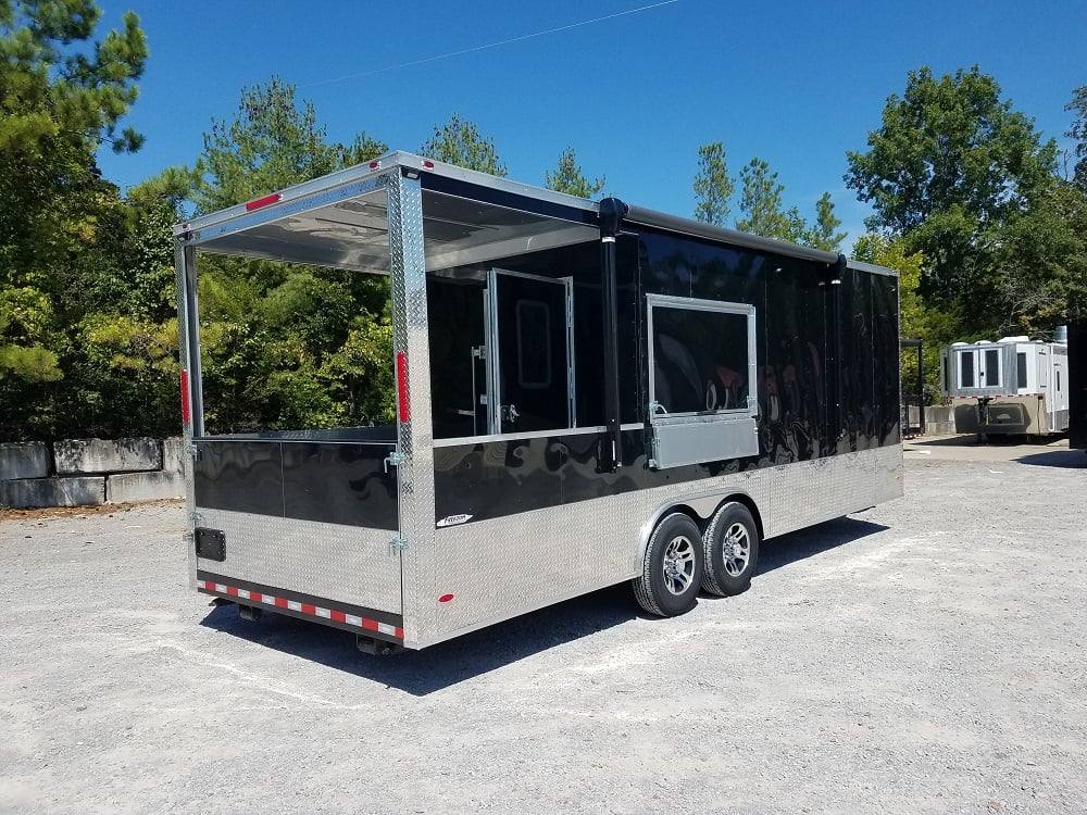 8.5' x 24' BBQ Porch Black Concession Food Trailer