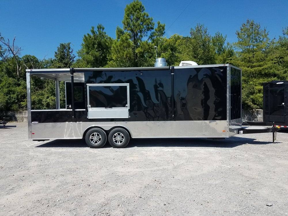 8.5' x 24' BBQ Porch Black Concession Food Trailer
