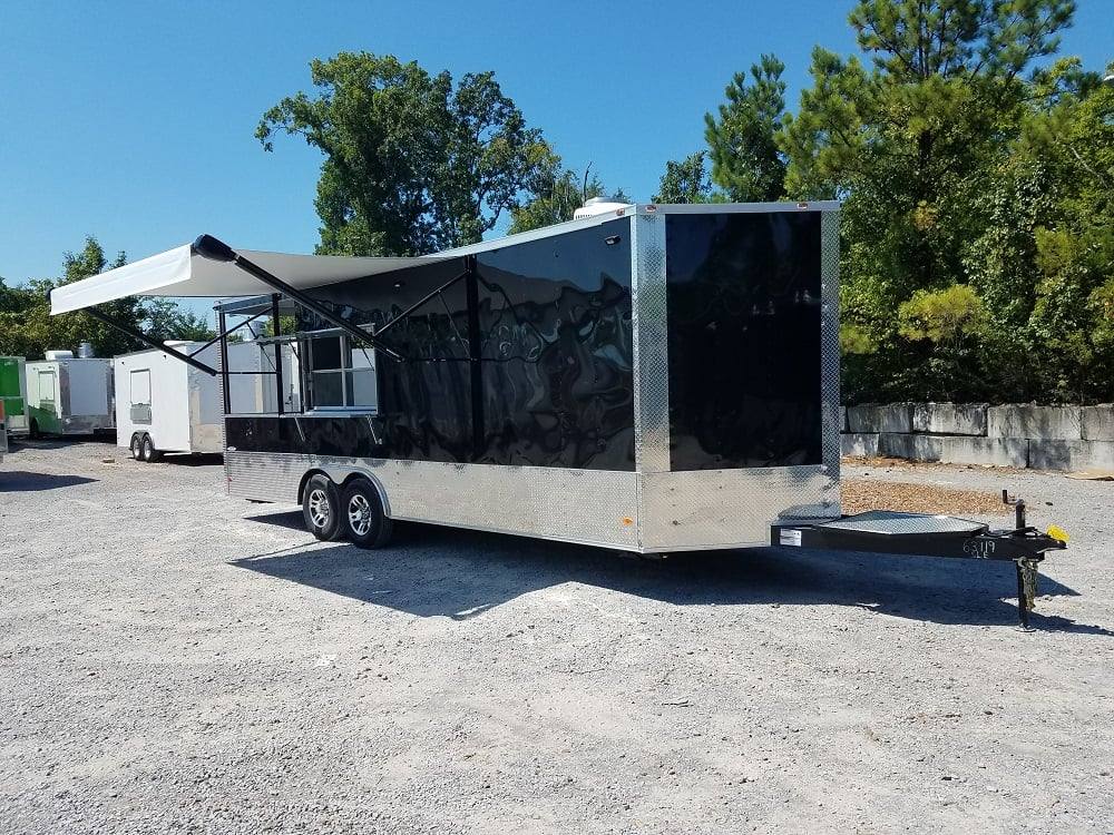 8.5' x 24' BBQ Porch Black Concession Food Trailer