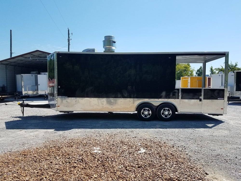 8.5' x 24' BBQ Porch Black Concession Food Trailer