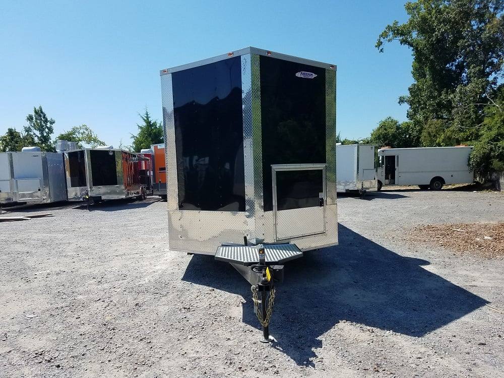 8.5' x 24' BBQ Porch Black Concession Food Trailer