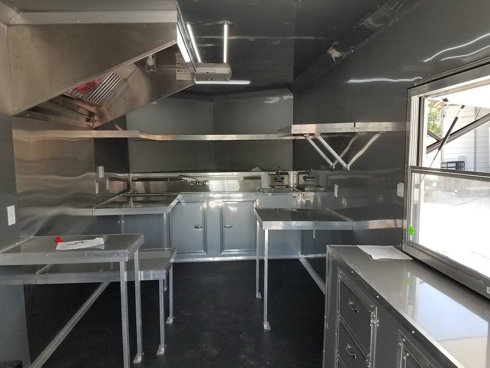 8.5' x 24' BBQ Porch Black Concession Food Trailer