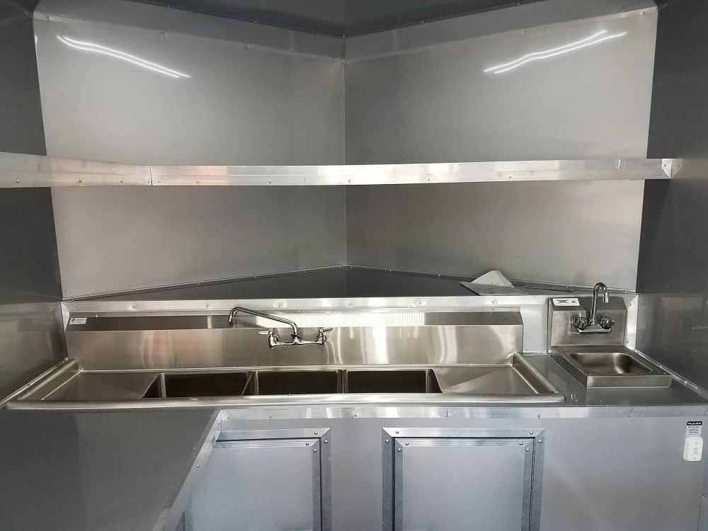 8.5' x 24' BBQ Porch Black Concession Food Trailer
