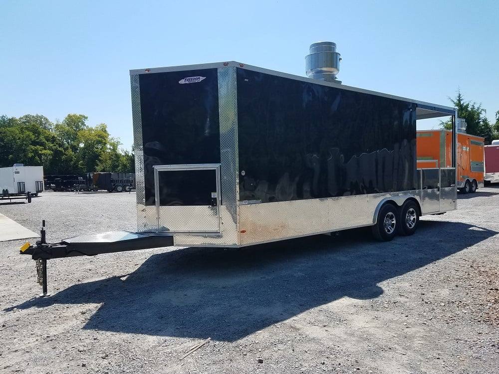 8.5' x 24' BBQ Porch Black Concession Food Trailer