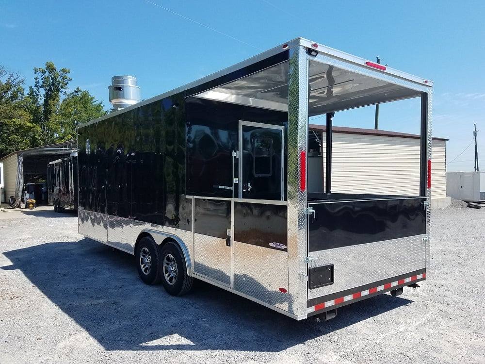 8.5' x 24' BBQ Porch Black Concession Food Trailer