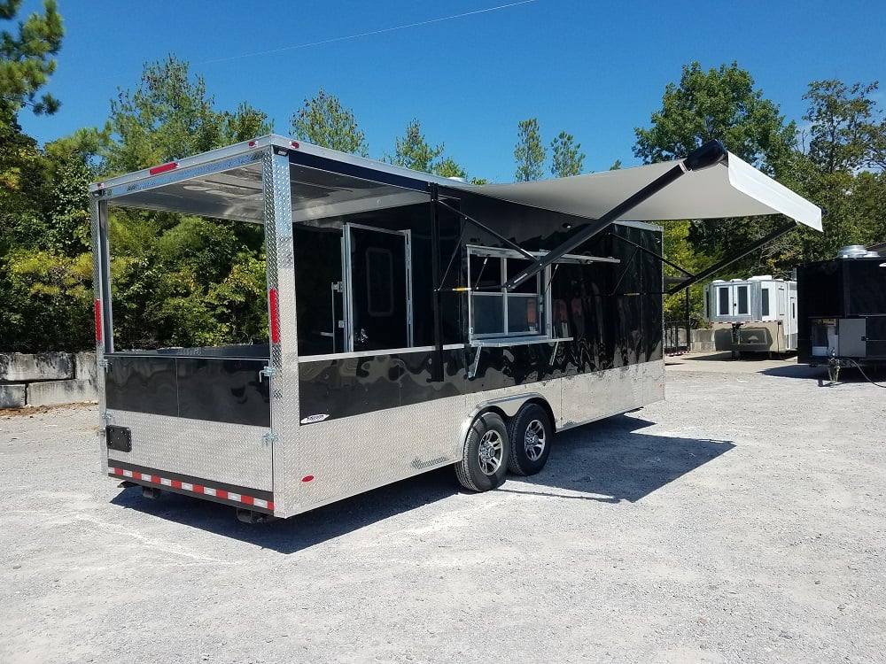 8.5' x 24' BBQ Porch Black Concession Food Trailer