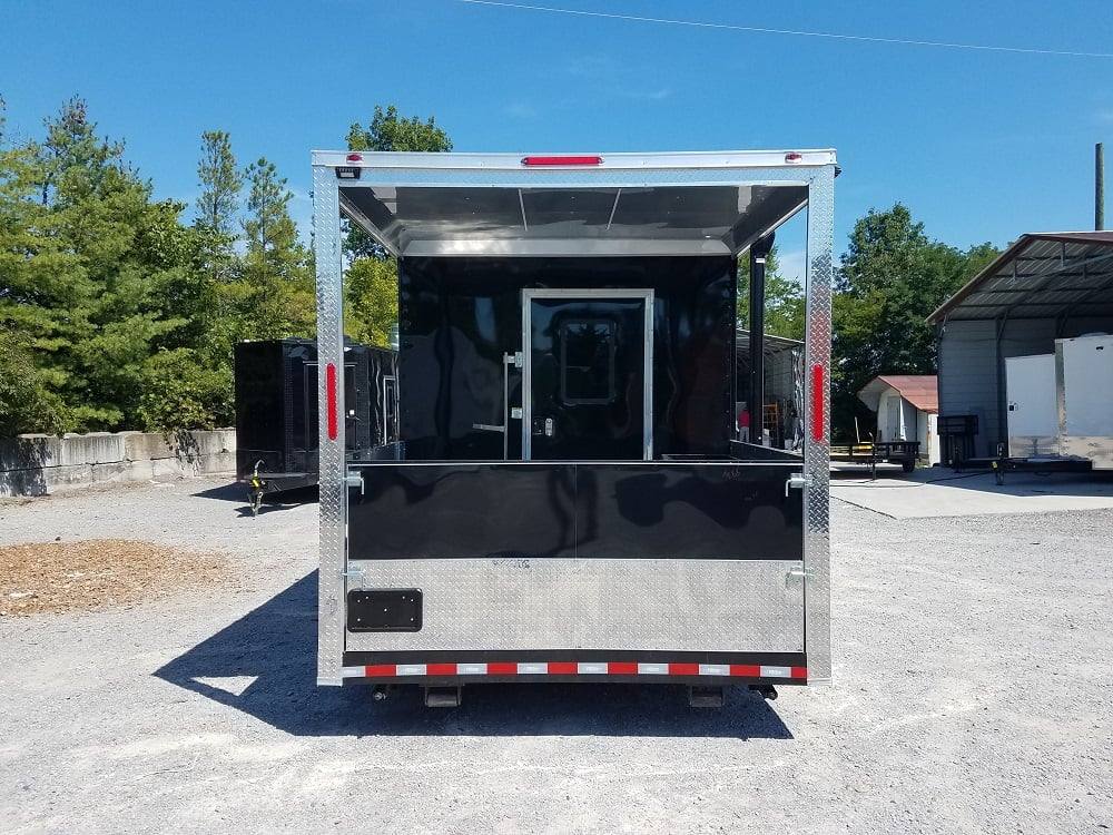 8.5' x 24' BBQ Porch Black Concession Food Trailer
