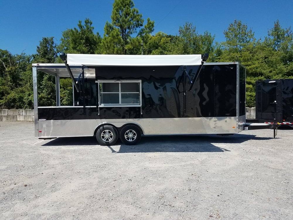 8.5' x 24' BBQ Porch Black Concession Food Trailer