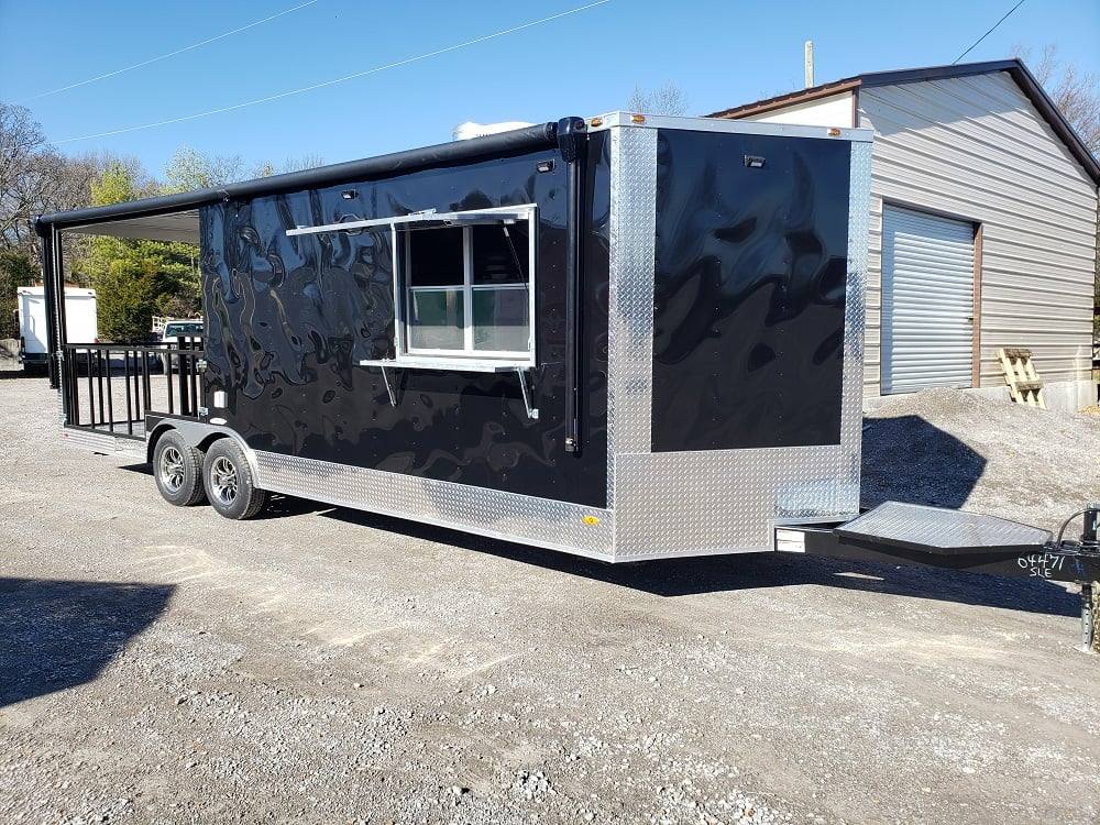 8.5' x 24' Black BBQ Porch Concession Food Trailer