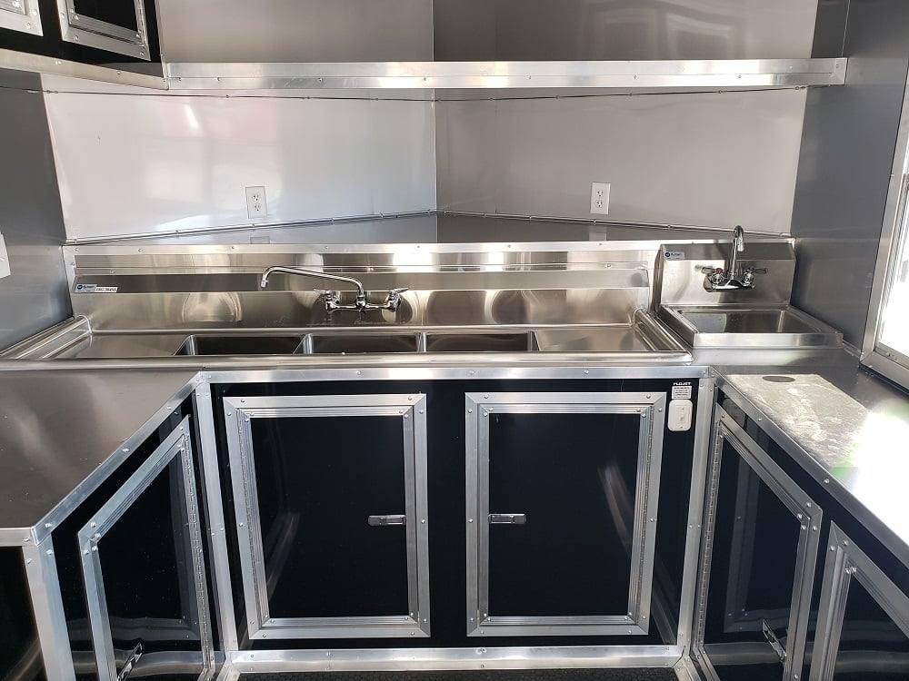 8.5' x 24' Black BBQ Porch Concession Food Trailer