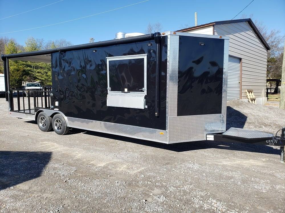 8.5' x 24' Black BBQ Porch Concession Food Trailer