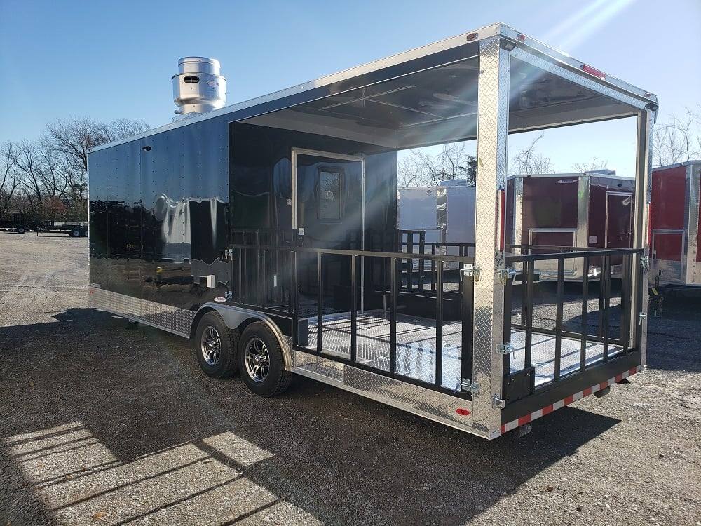 8.5' x 24' Black BBQ Porch Concession Food Trailer