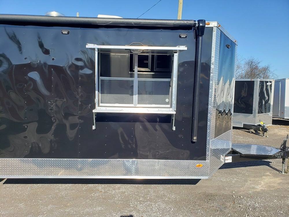 8.5' x 24' Black BBQ Porch Concession Food Trailer