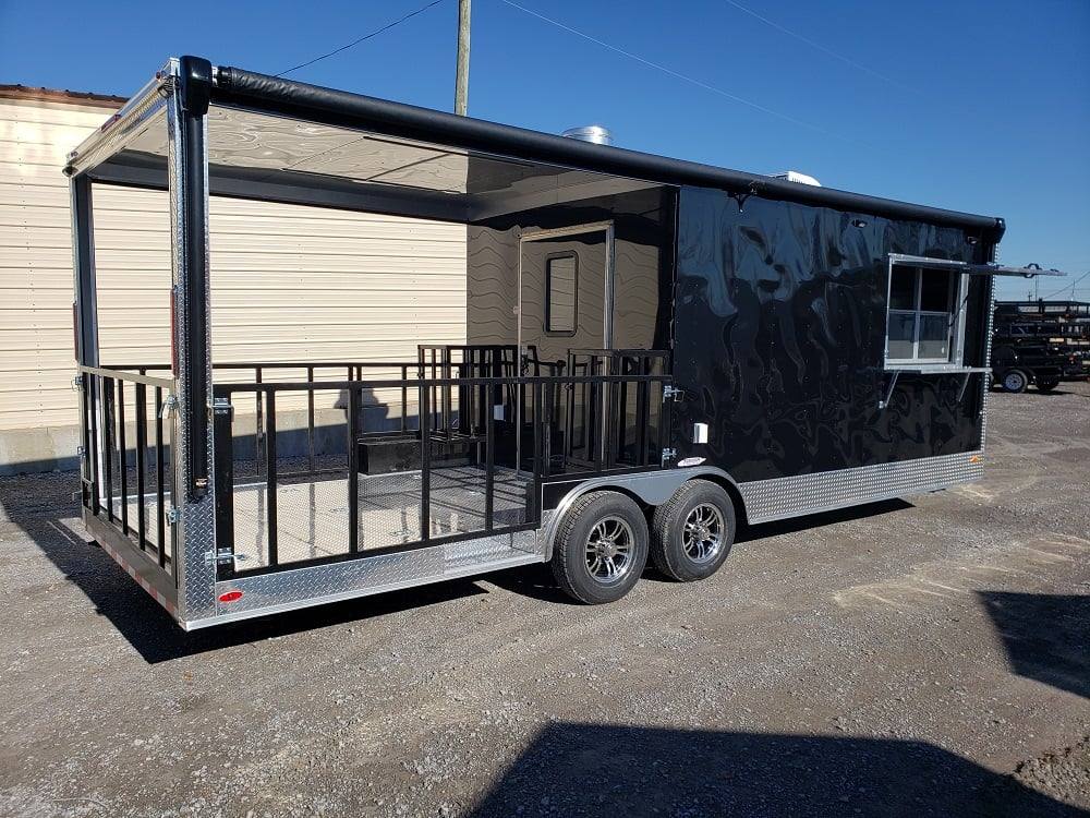 8.5' x 24' Black BBQ Porch Concession Food Trailer