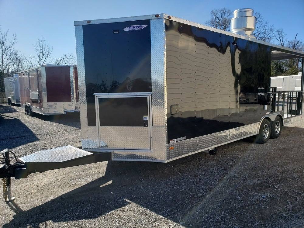 8.5' x 24' Black BBQ Porch Concession Food Trailer