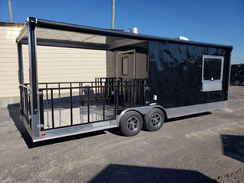 8.5' x 24' Black BBQ Porch Concession Food Trailer