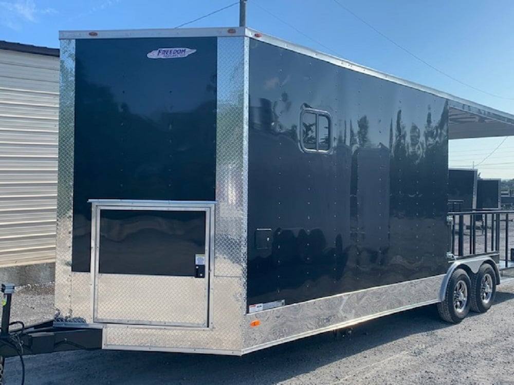 624-8.5-x-24-black-bbq-porch-concession-food-trailer-1.jpg 8.5' x 24' Black BBQ Porch Concession Food Trailer