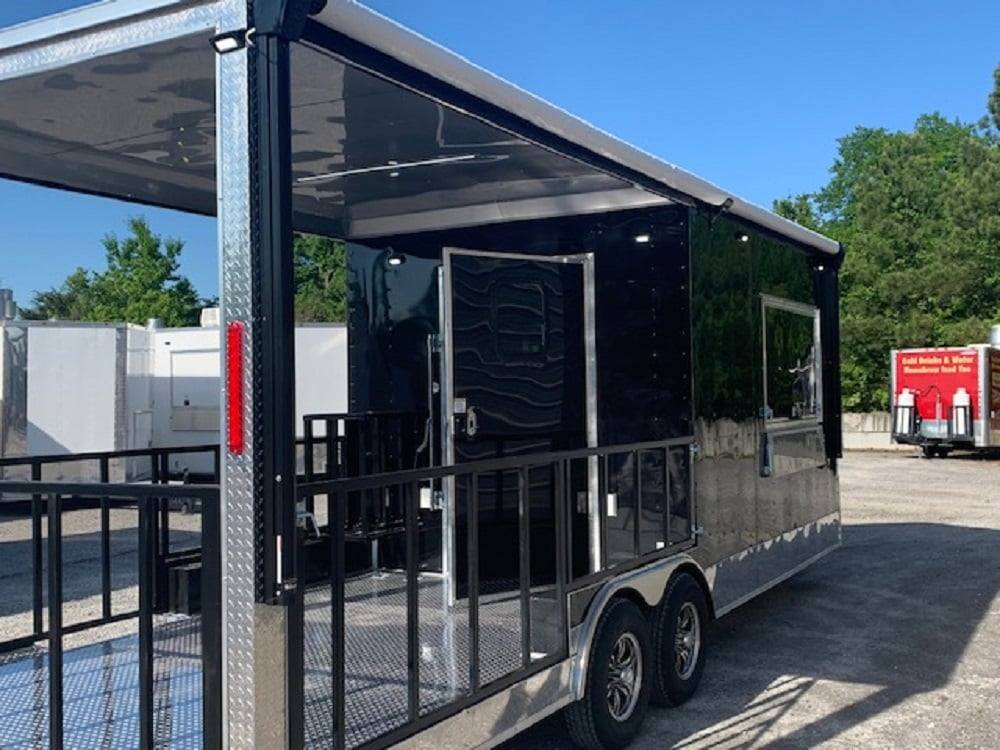 624-8.5-x-24-black-bbq-porch-concession-food-trailer-13.jpg 8.5' x 24' Black BBQ Porch Concession Food Trailer
