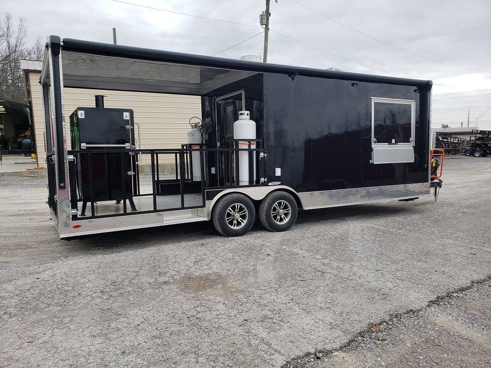 625-8.5-x-24-black-bbq-porch-concession-food-trailer-with-appliances-21.jpg 8.5' x 24' Black BBQ Porch Concession Food Trailer With Appliances